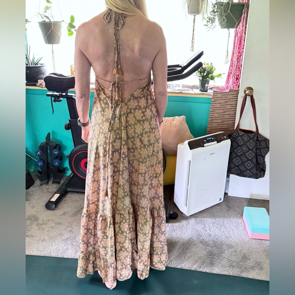 Karma Highway Boutique Floral Halter Maxi Dress in Yellow and Green - Picture 2 of 4